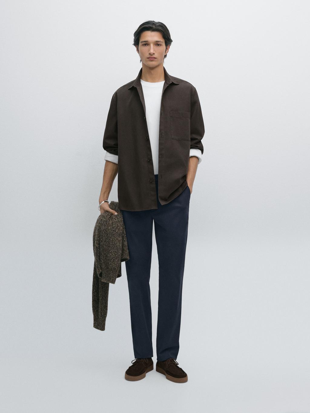 100% cotton slim fit trousers