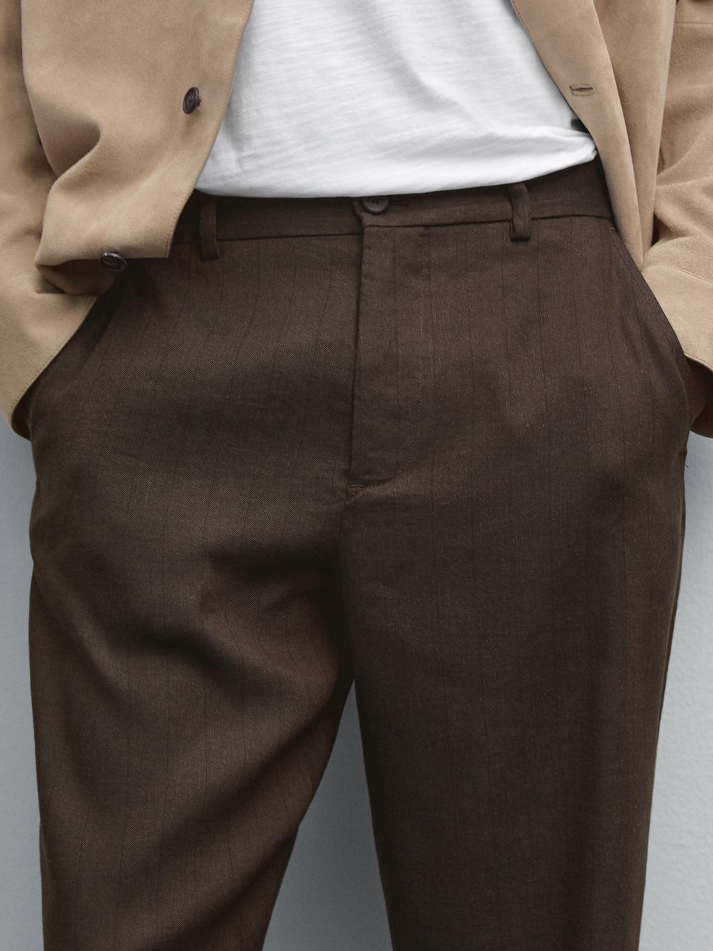 Straight-leg pinstripe trousers