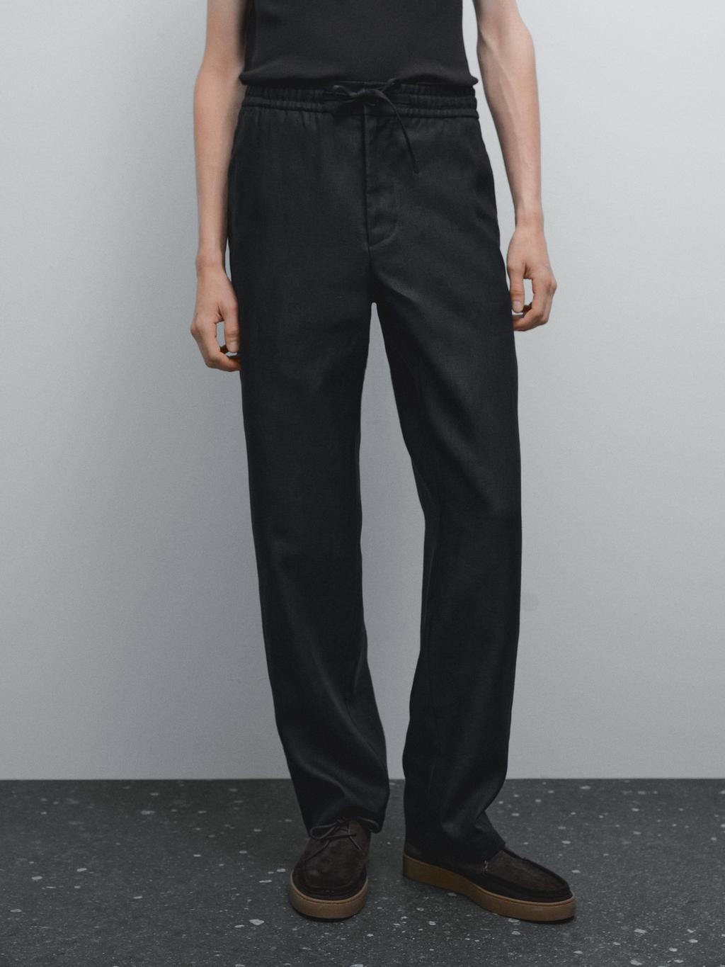 100% linen jogger fit trousers