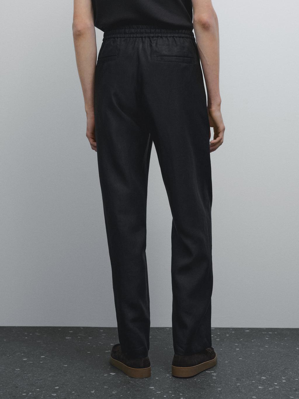 100% linen jogger fit trousers