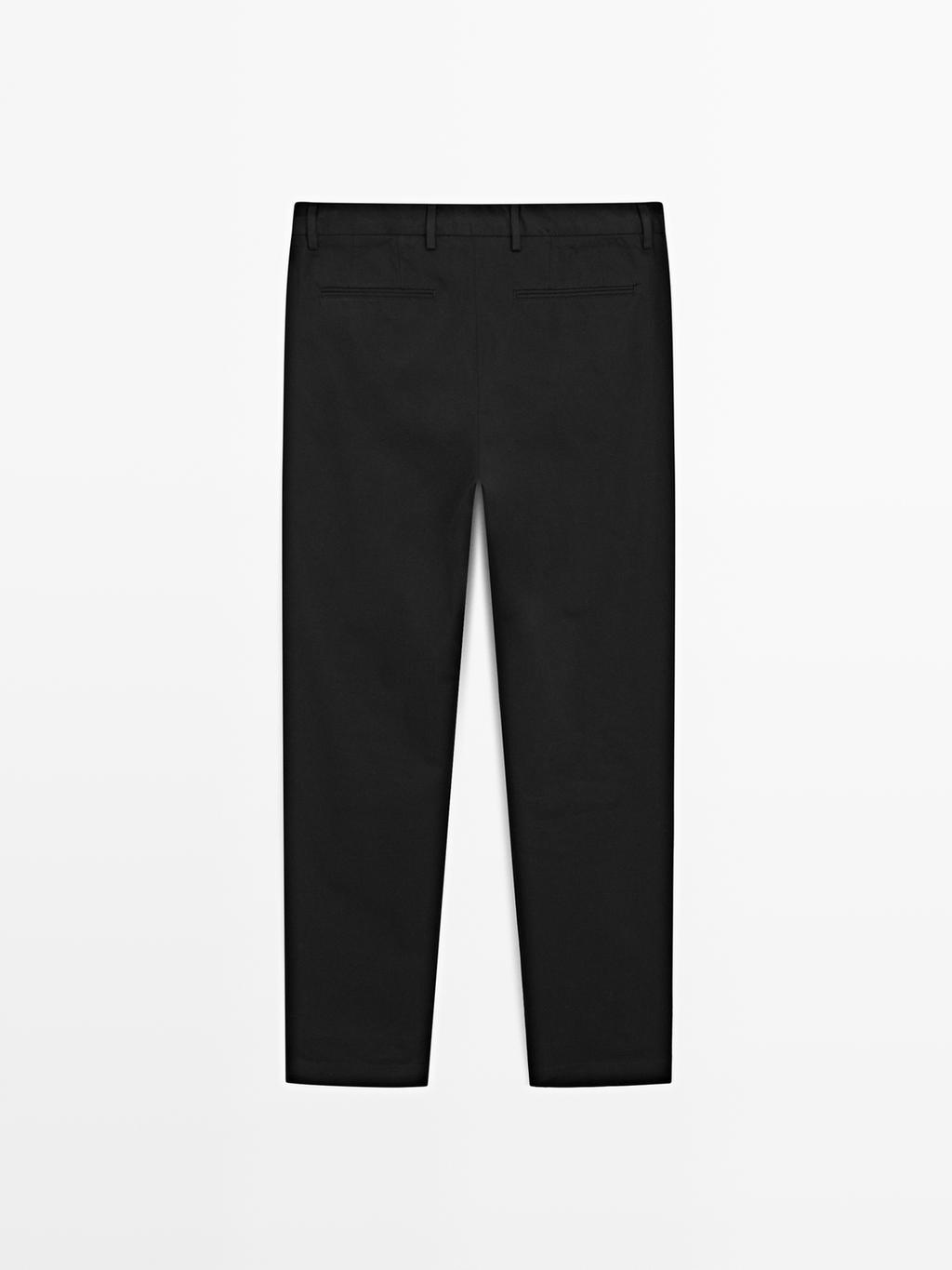 Cotton blend slim fit trousers