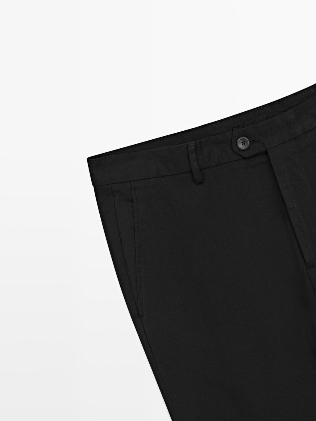 Cotton blend slim fit trousers