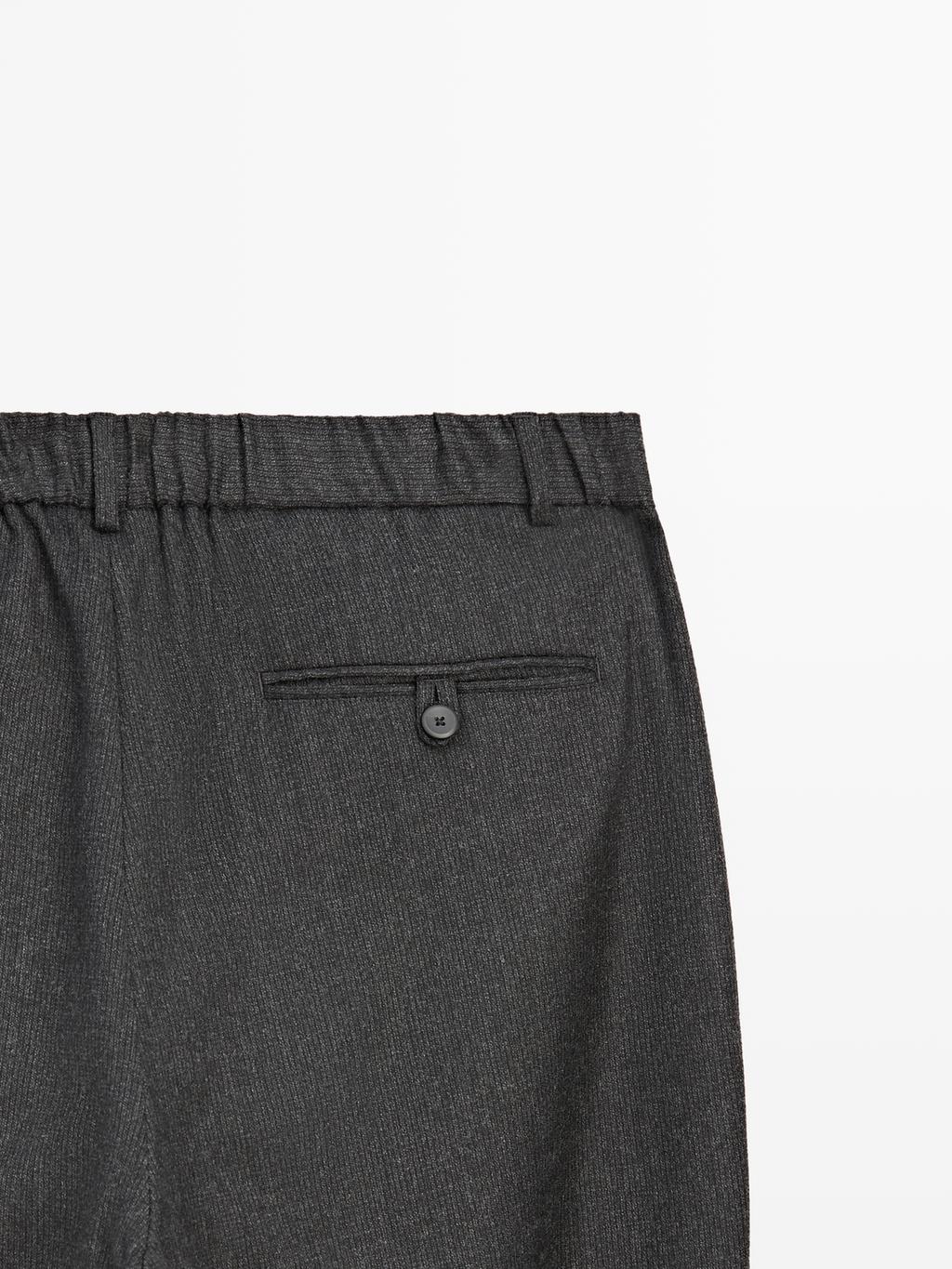 Straight-leg check texture trousers