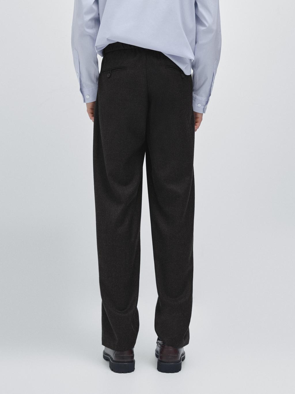 Straight-leg check texture trousers