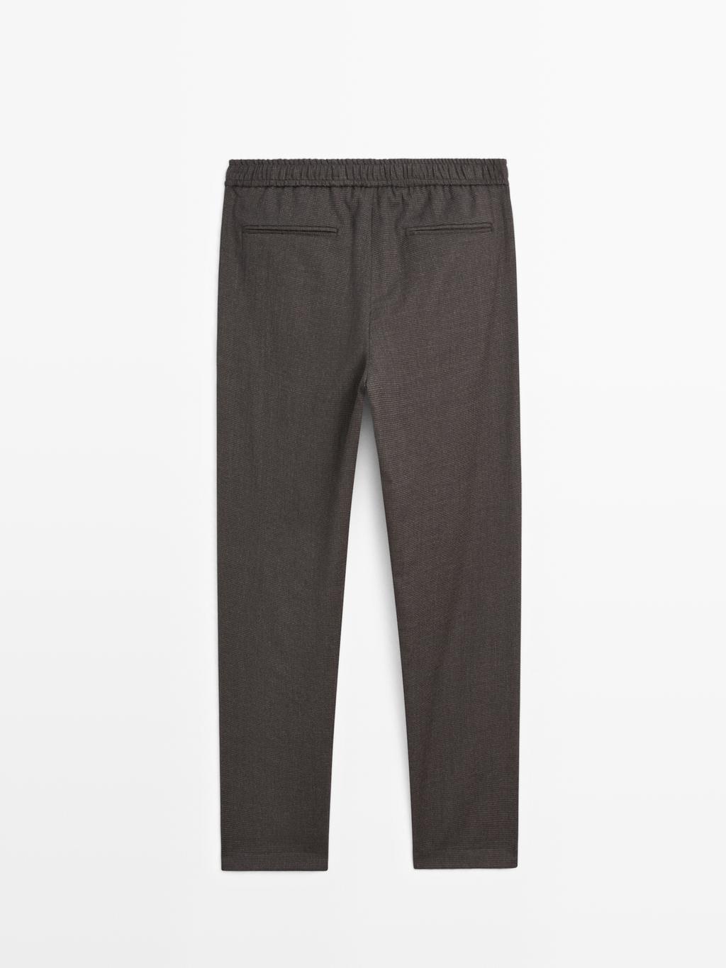 Houndstooth wool blend trousers