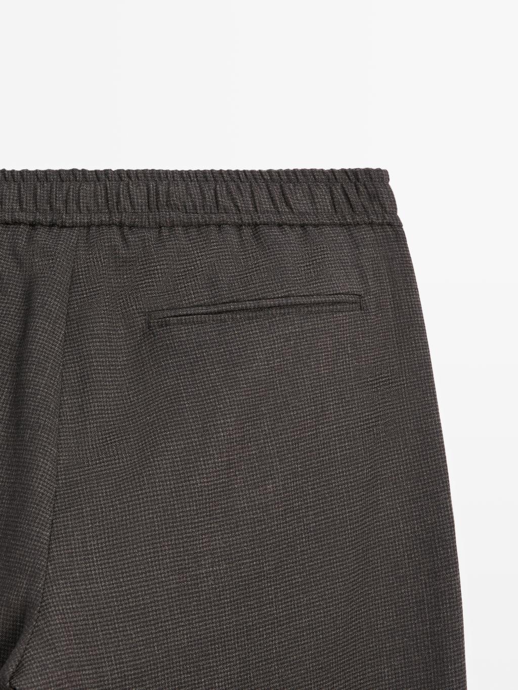 Houndstooth wool blend trousers