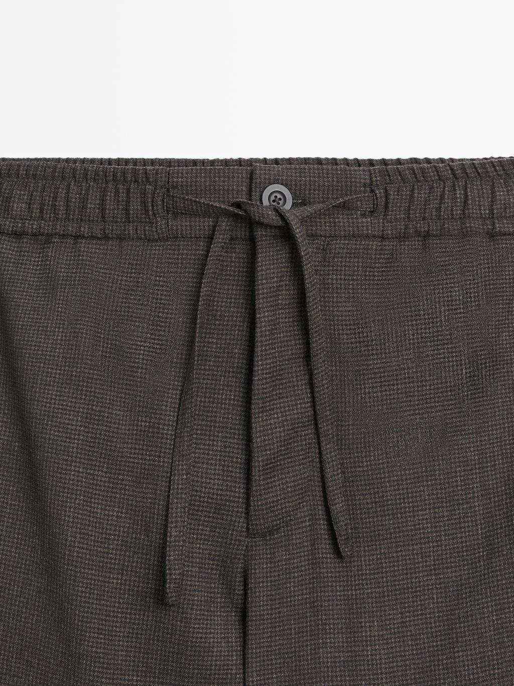 Houndstooth wool blend trousers