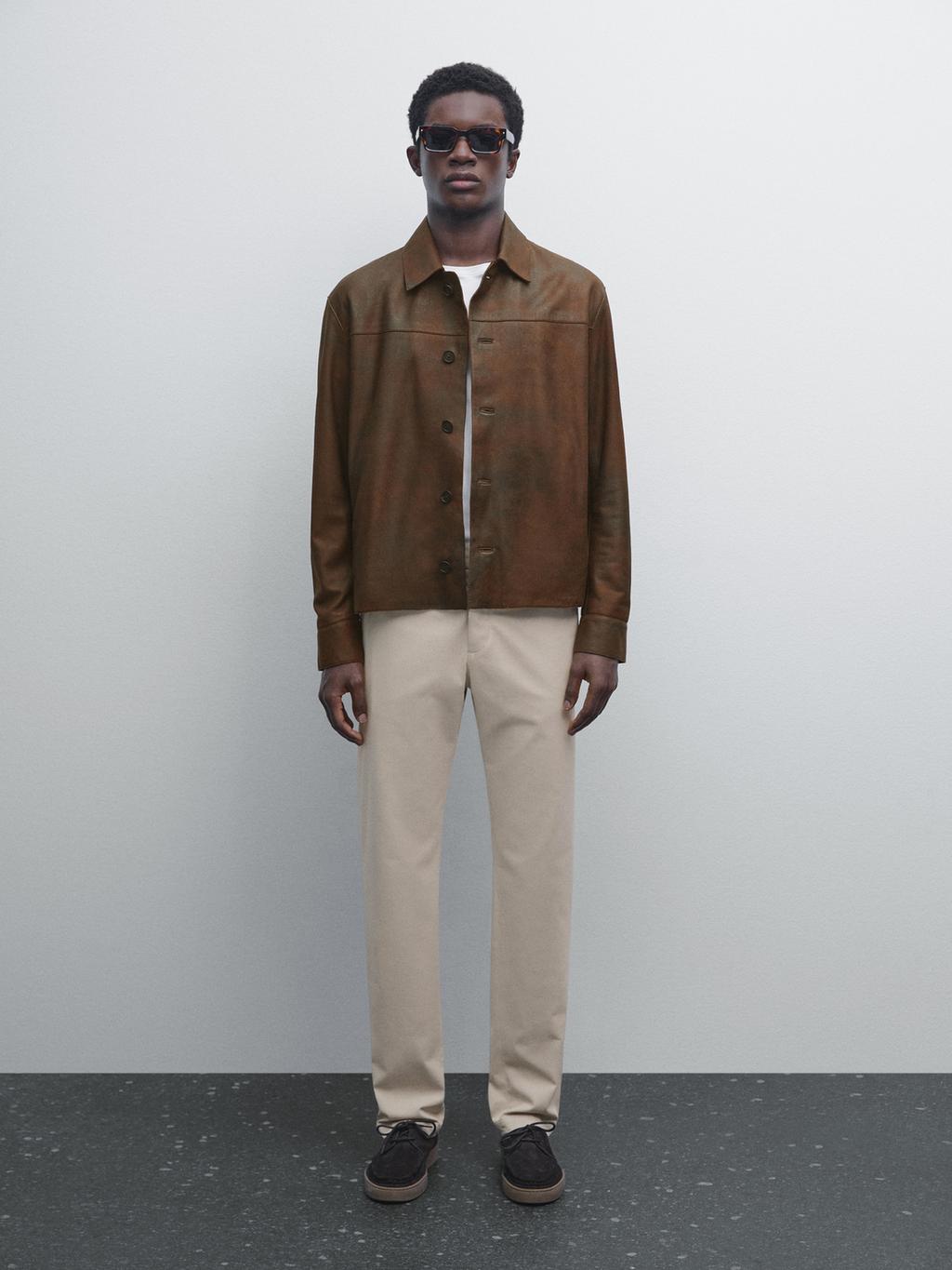 Slim fit textured trousers