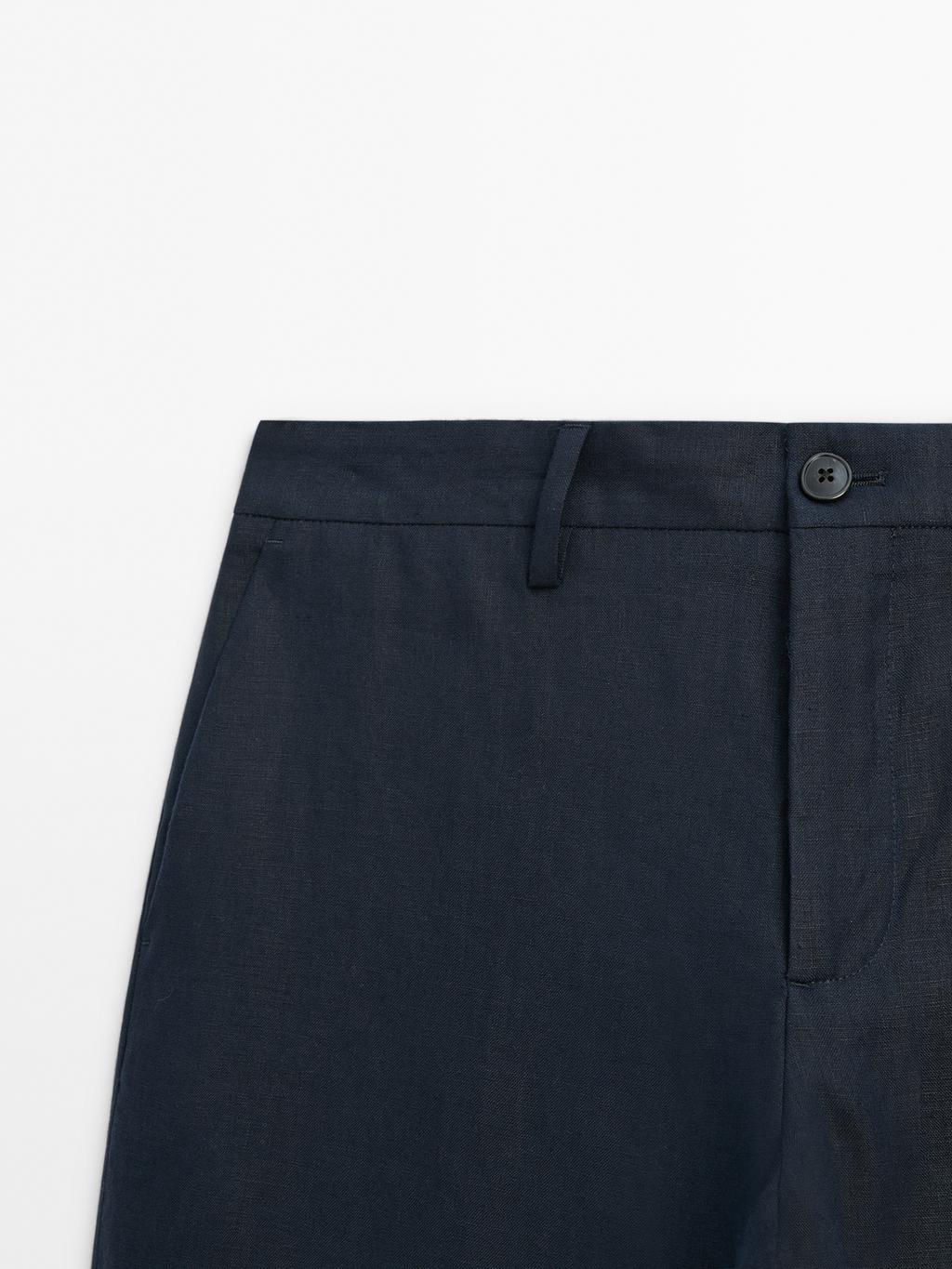 100% linen regular fit trousers