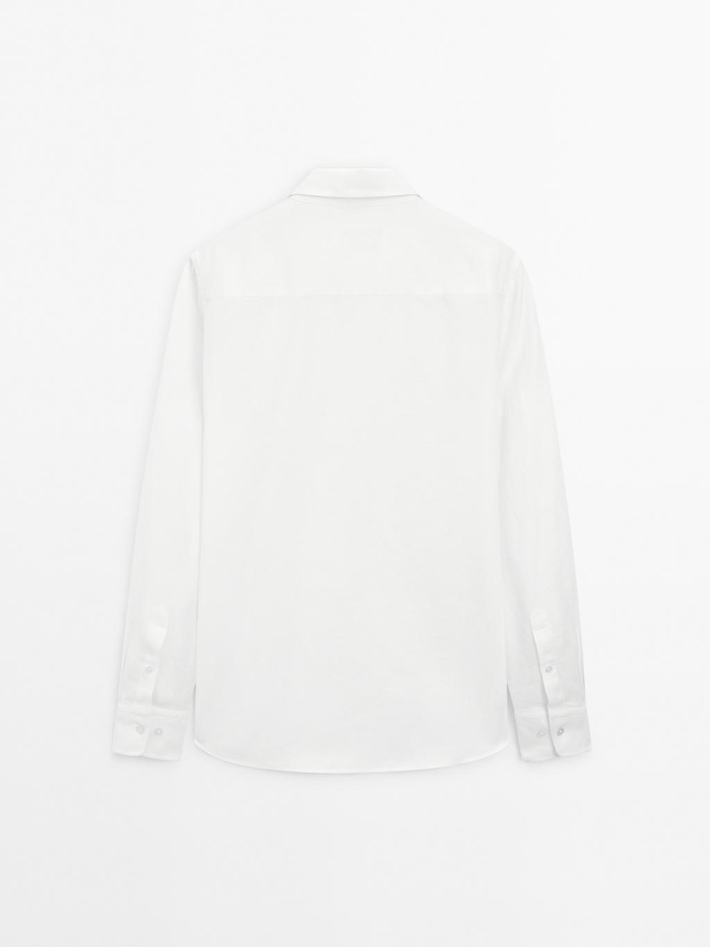 Slim fit linen blend shirt