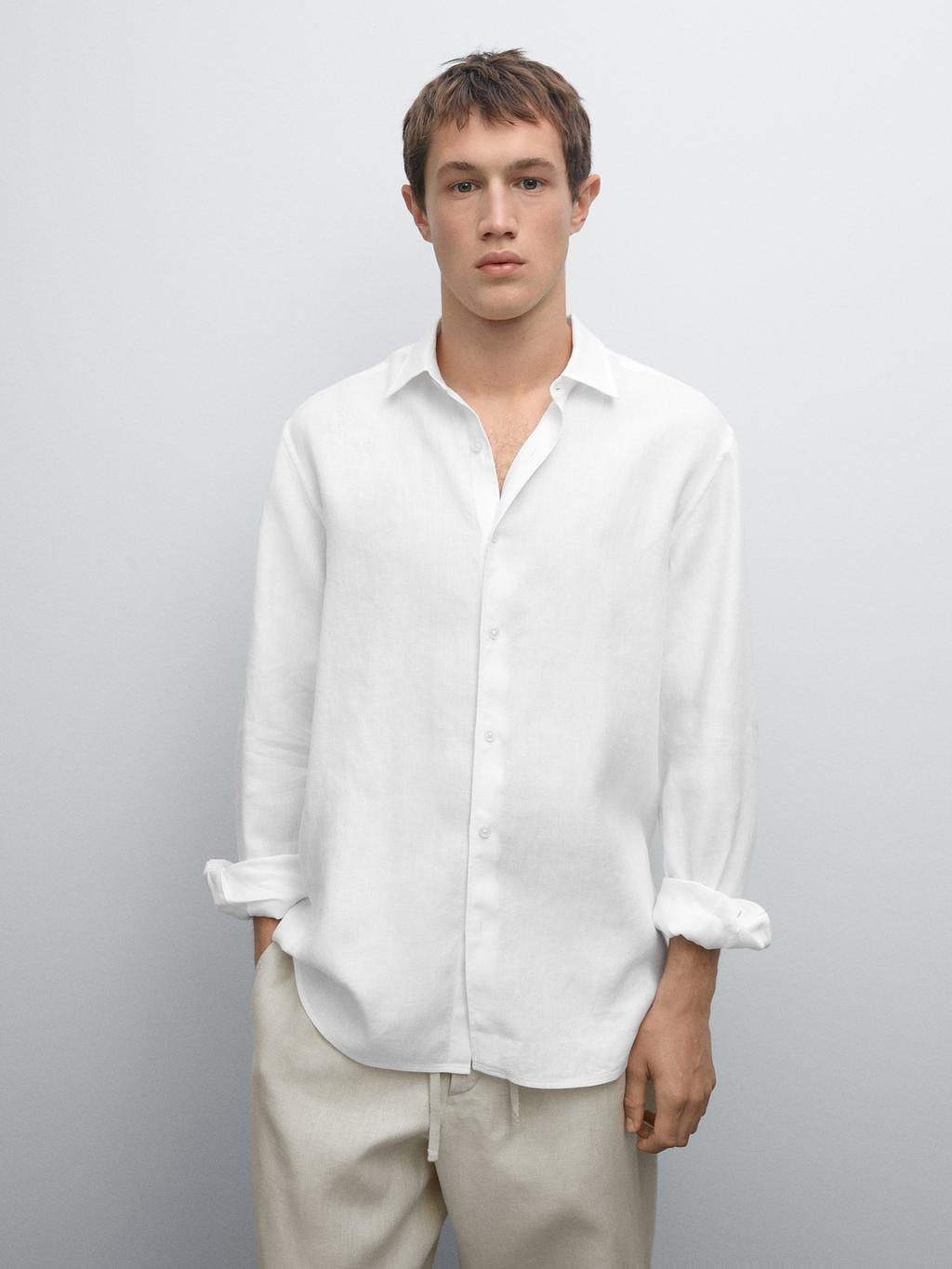 Slim fit linen blend shirt