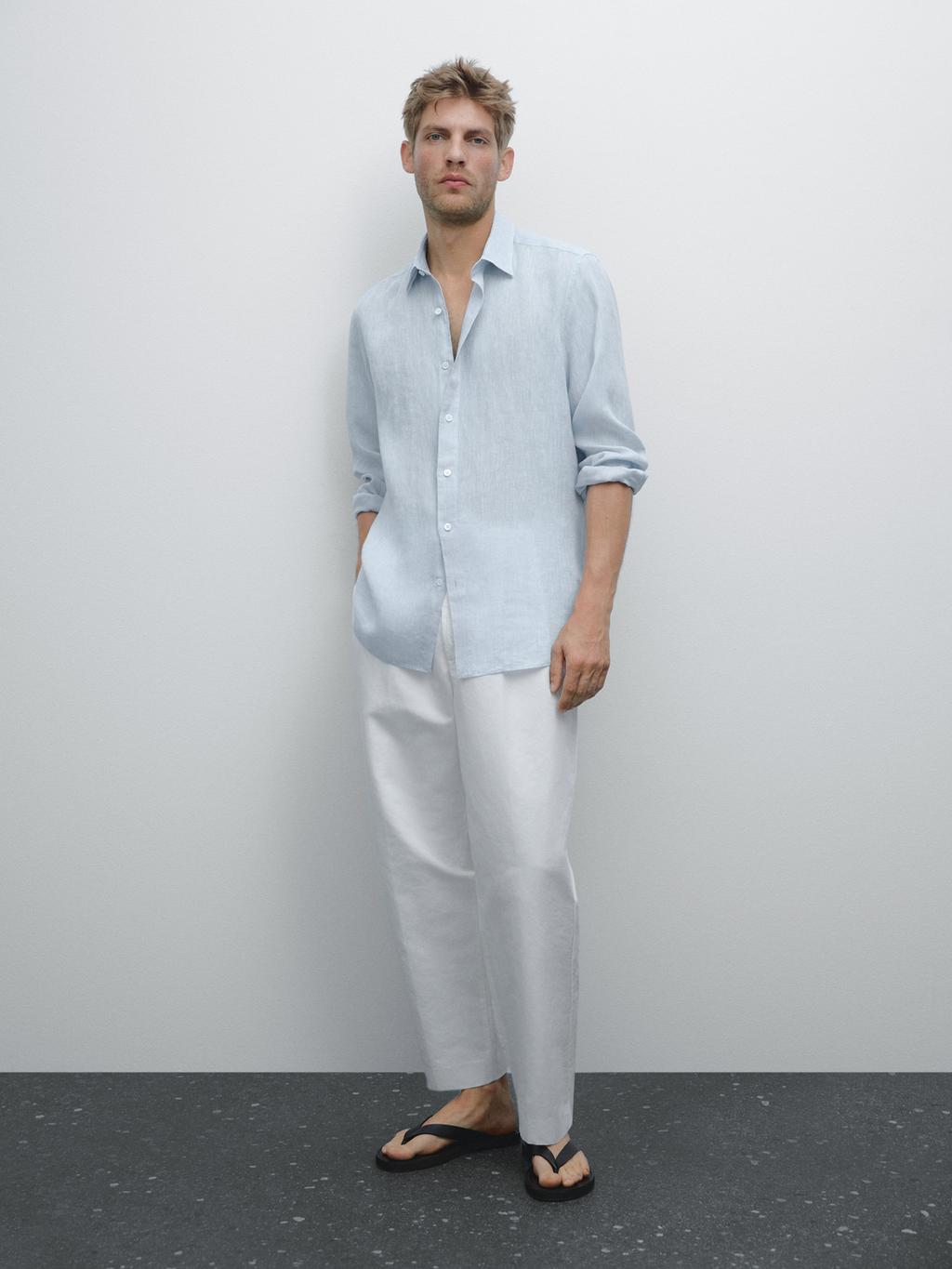 Slim fit 100% linen shirt