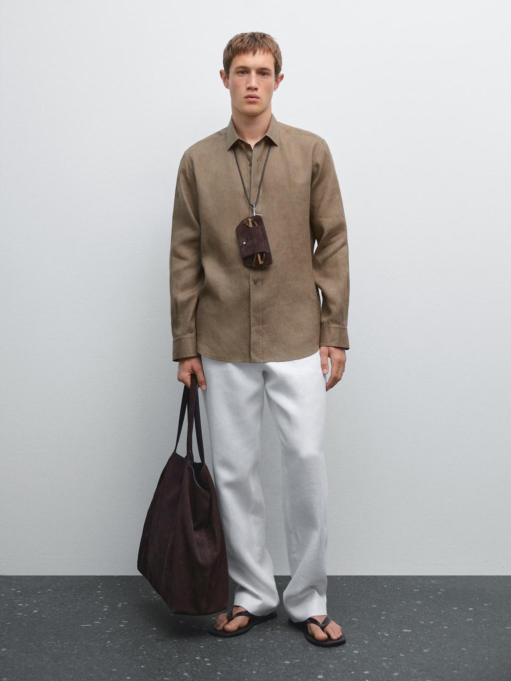 100% linen slim fit shirt