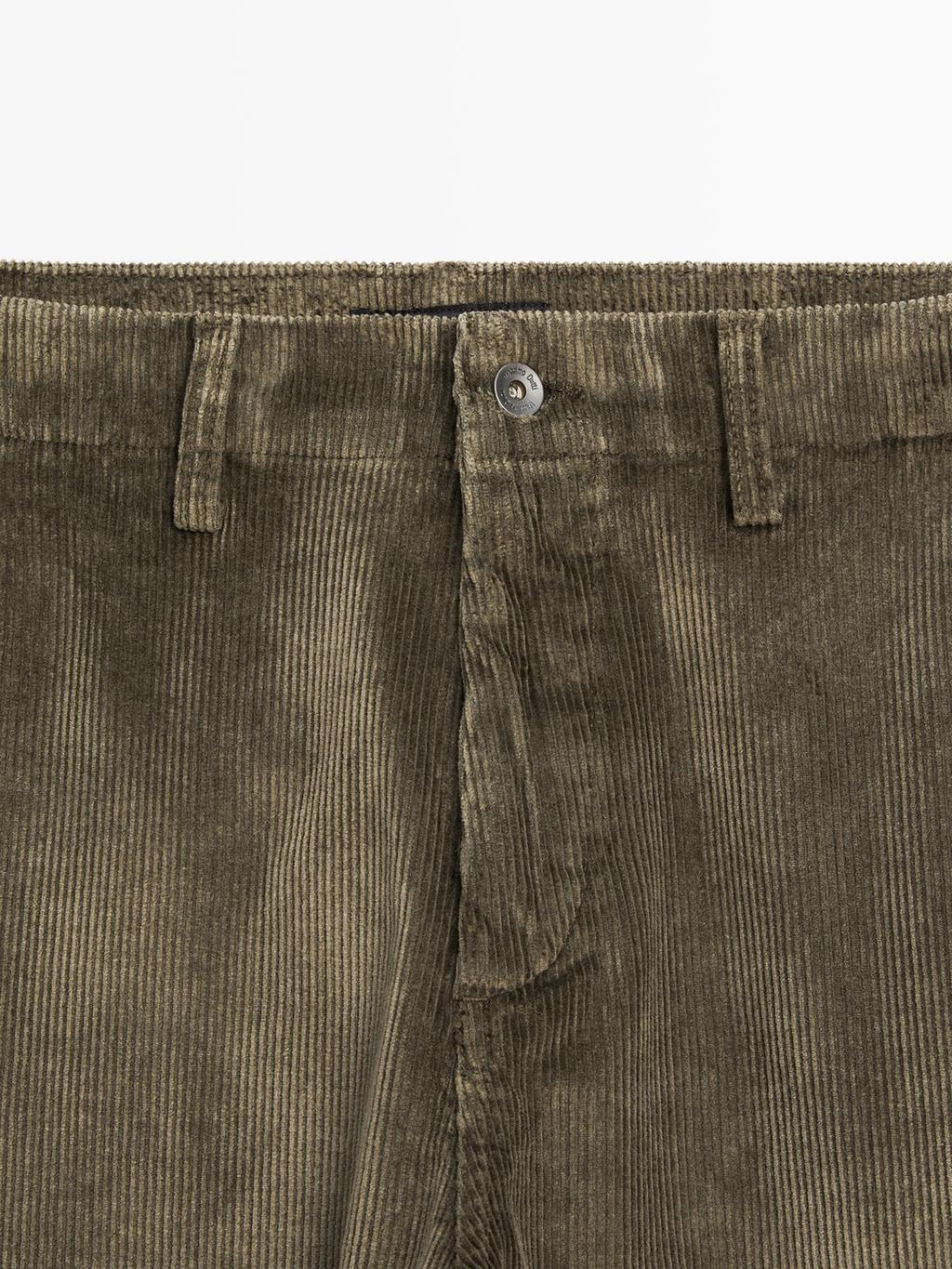 Relaxed fit corduroy denim-effect trousers