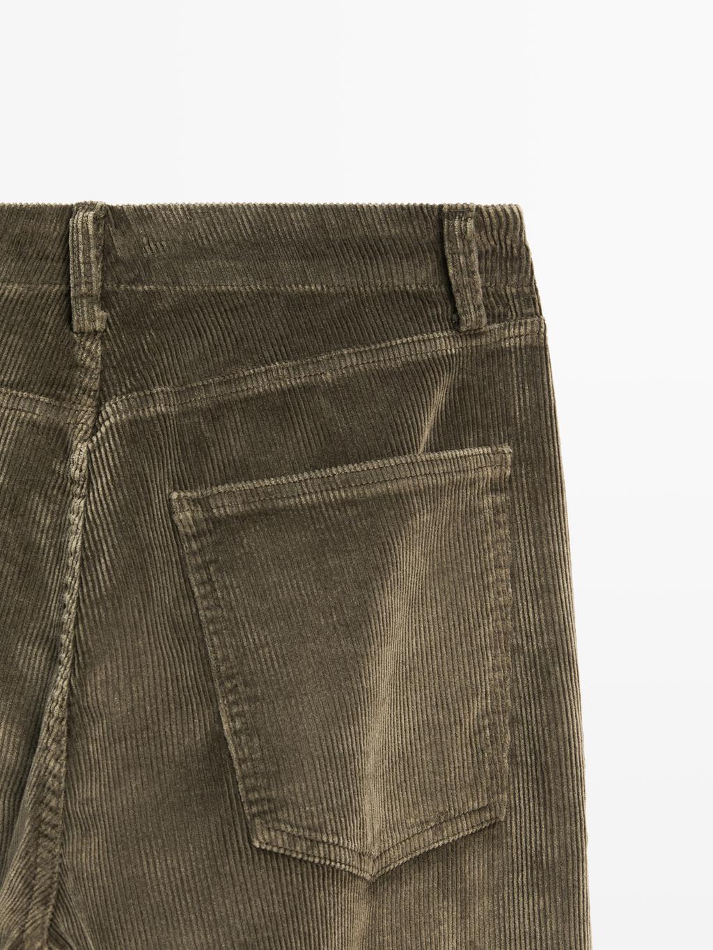 Relaxed fit corduroy denim-effect trousers