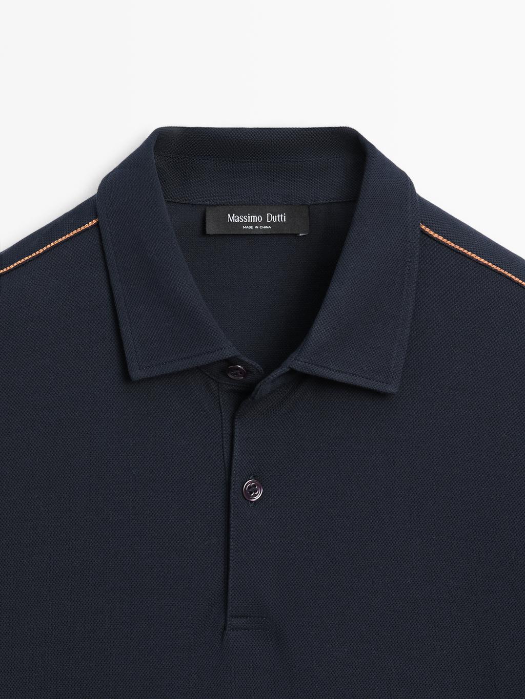 Short sleeve polo shirt with contrast seam detail