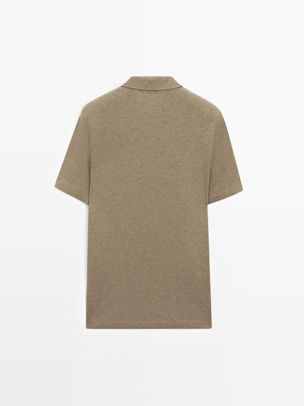 100% cotton melange short sleeve polo shirt