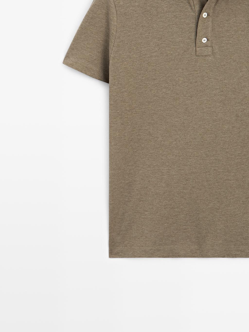 100% cotton melange short sleeve polo shirt