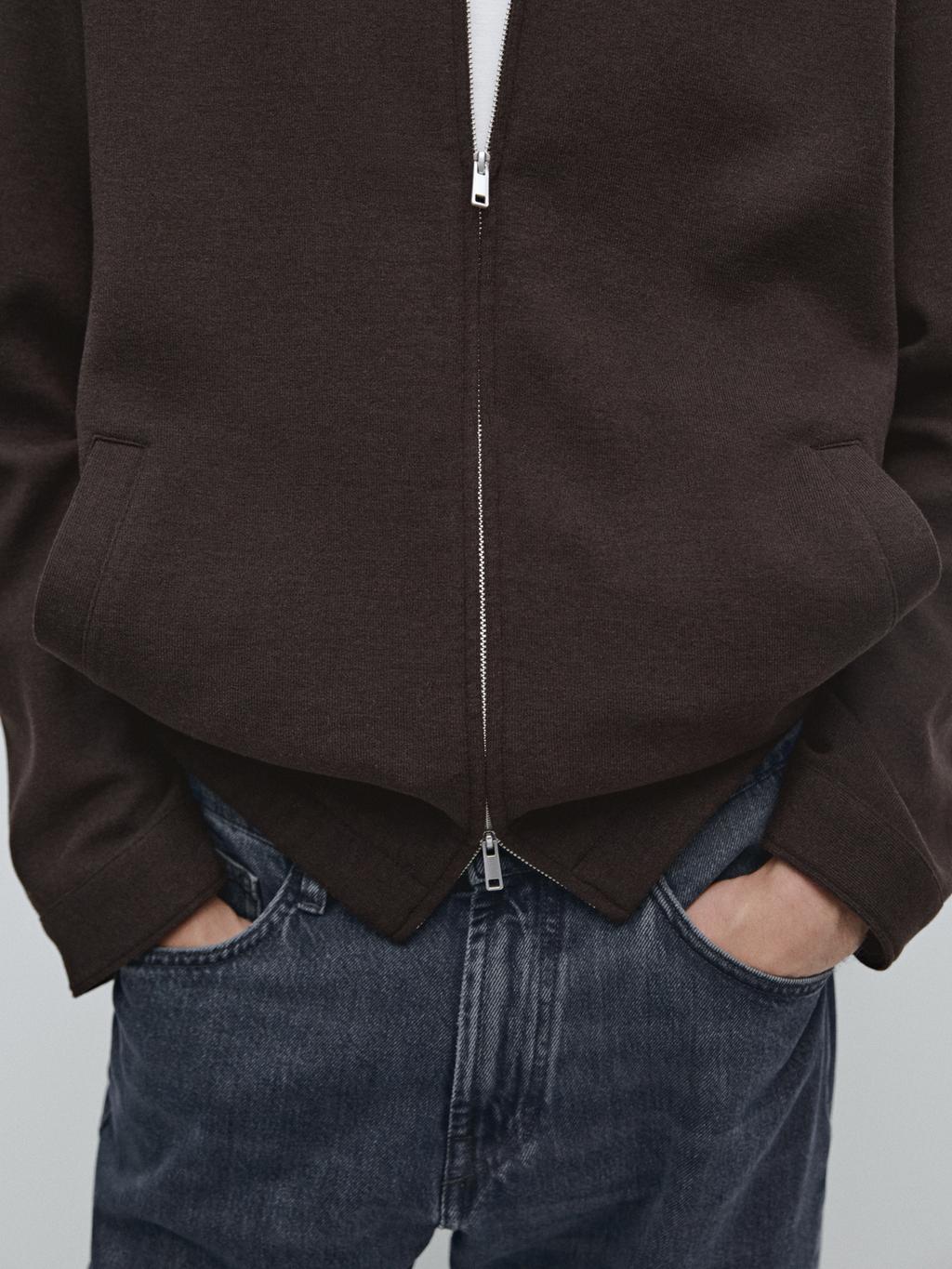 Short double wool blend jacket