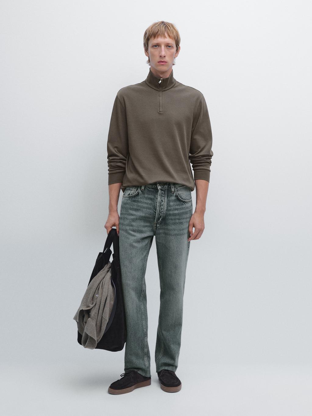 Zipped high neck polo shirt