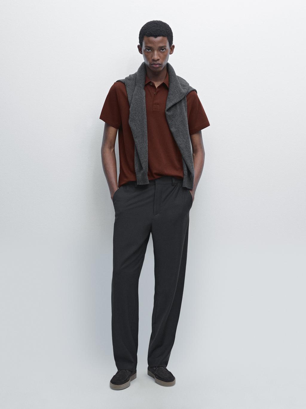 Cotton blend short sleeve polo shirt