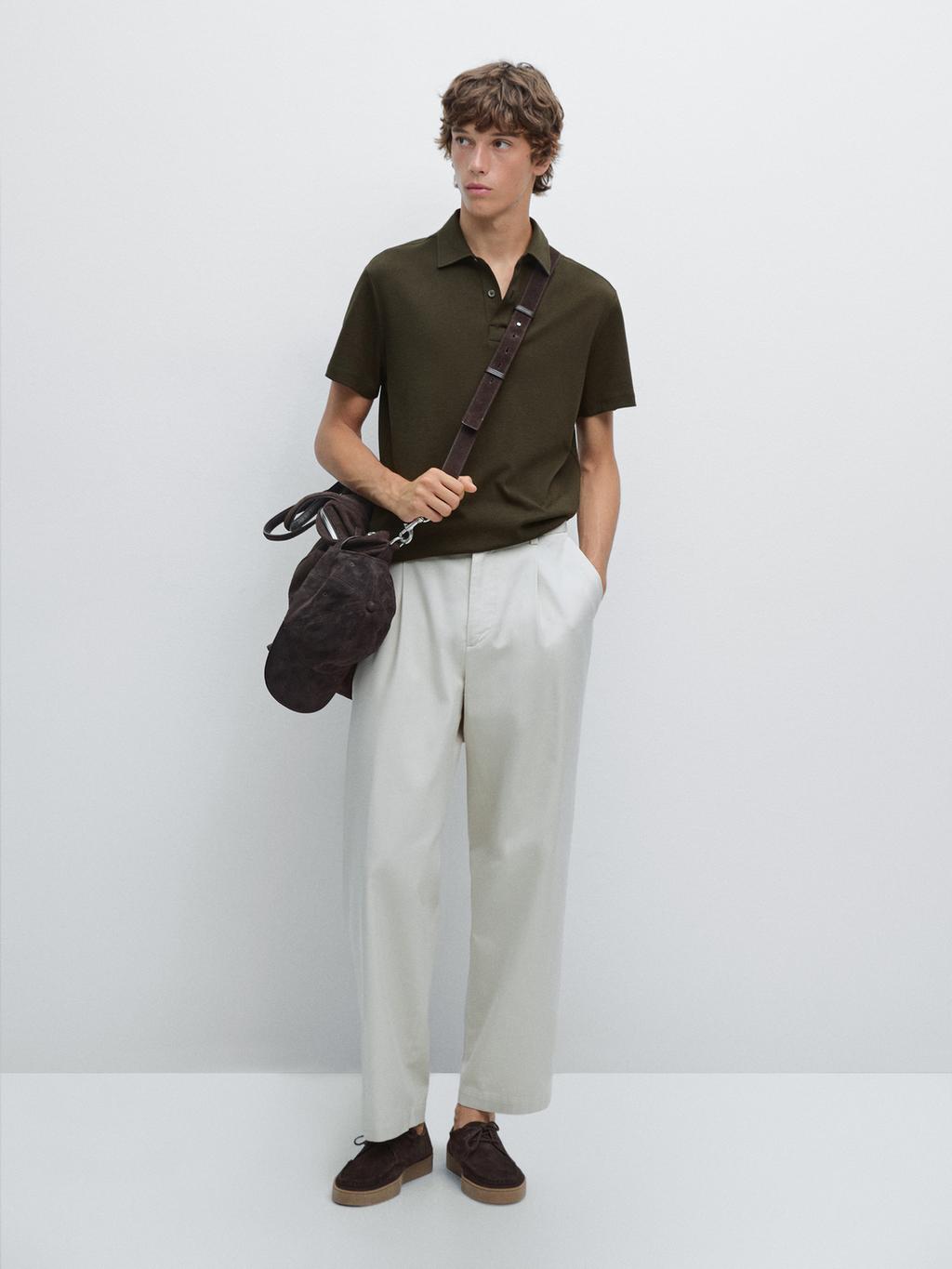 Cotton blend short sleeve polo shirt