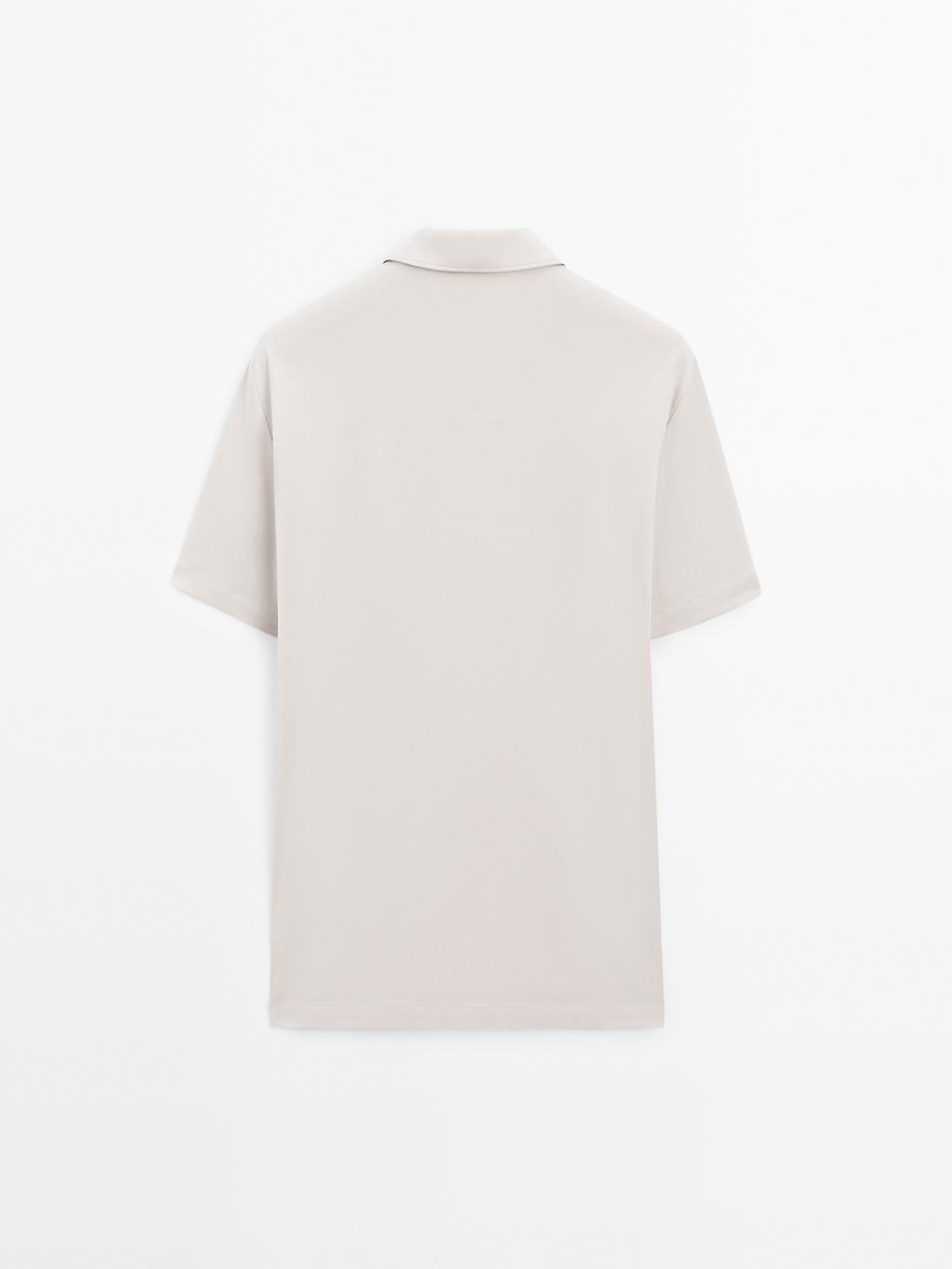 Short sleeve polo shirt with snap-button placket