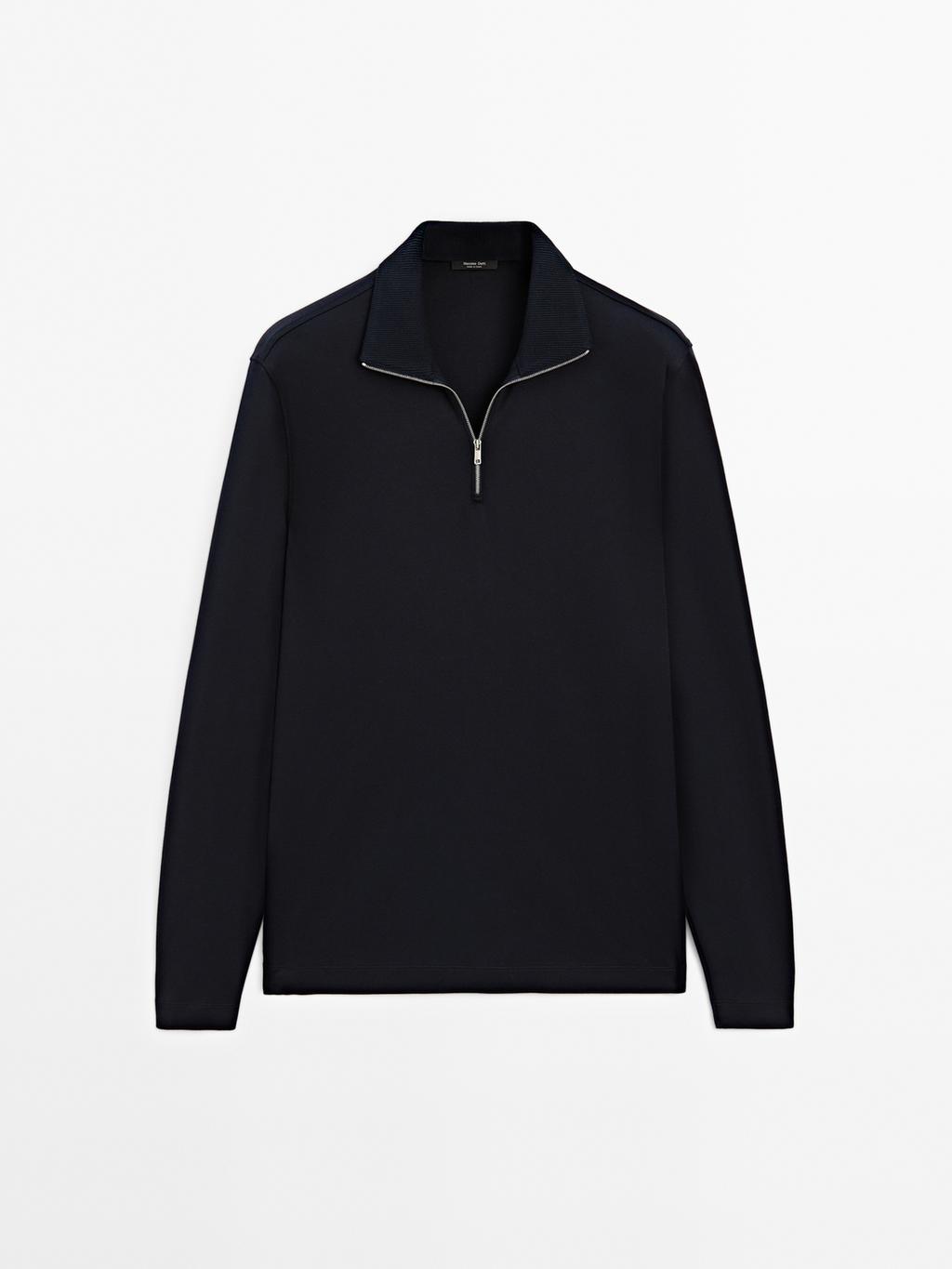 Mock neck quarter zip polo shirt