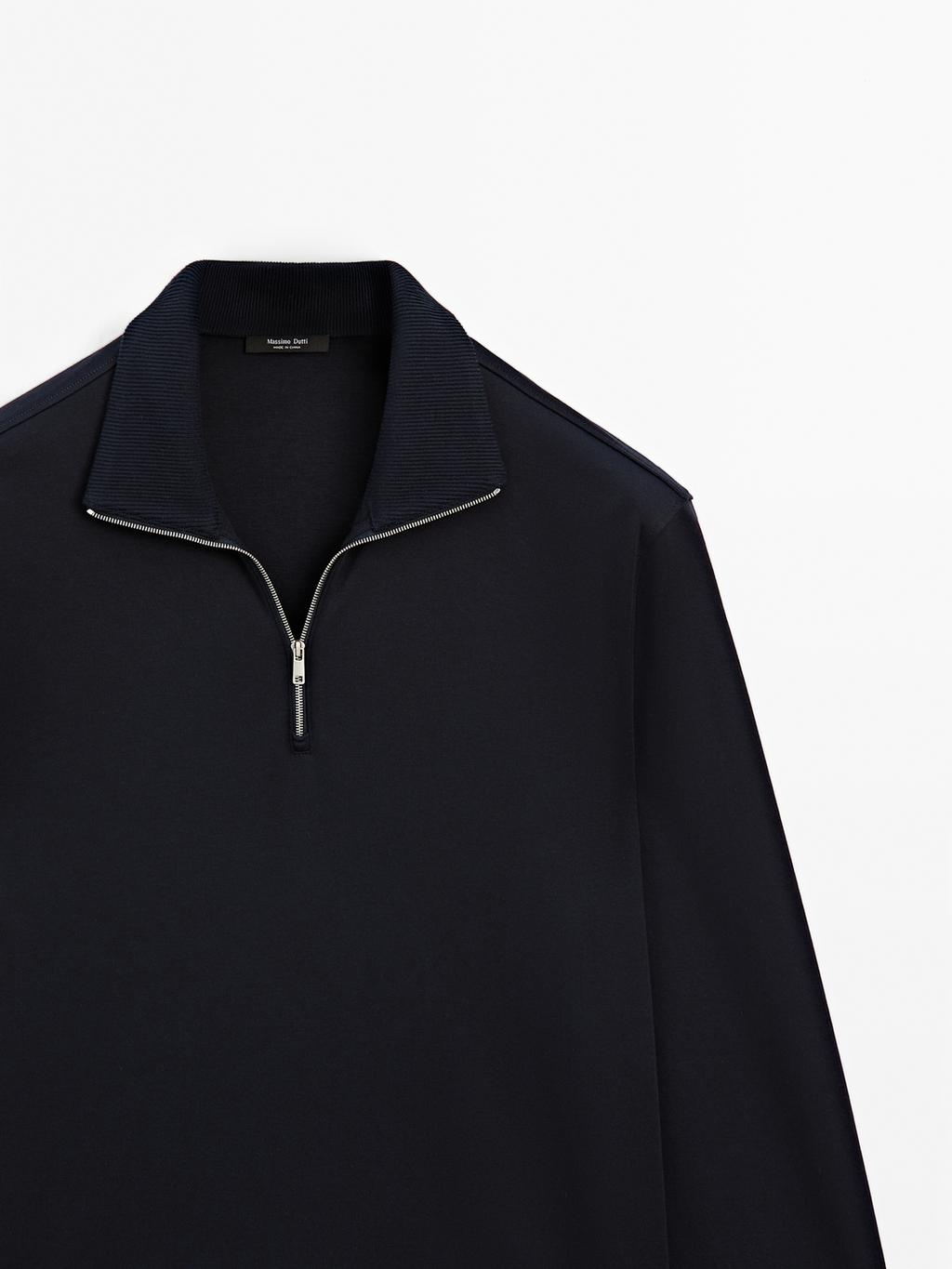 Mock neck quarter zip polo shirt
