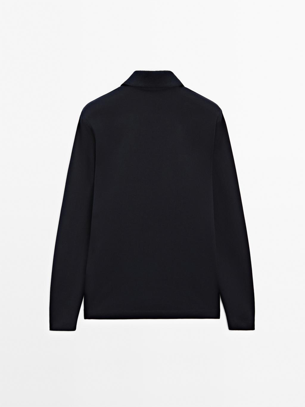 Mock neck quarter zip polo shirt