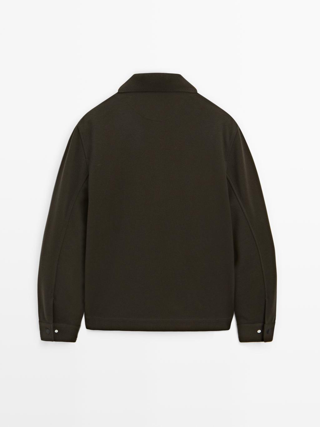 Cotton blend twill jacket with pockets