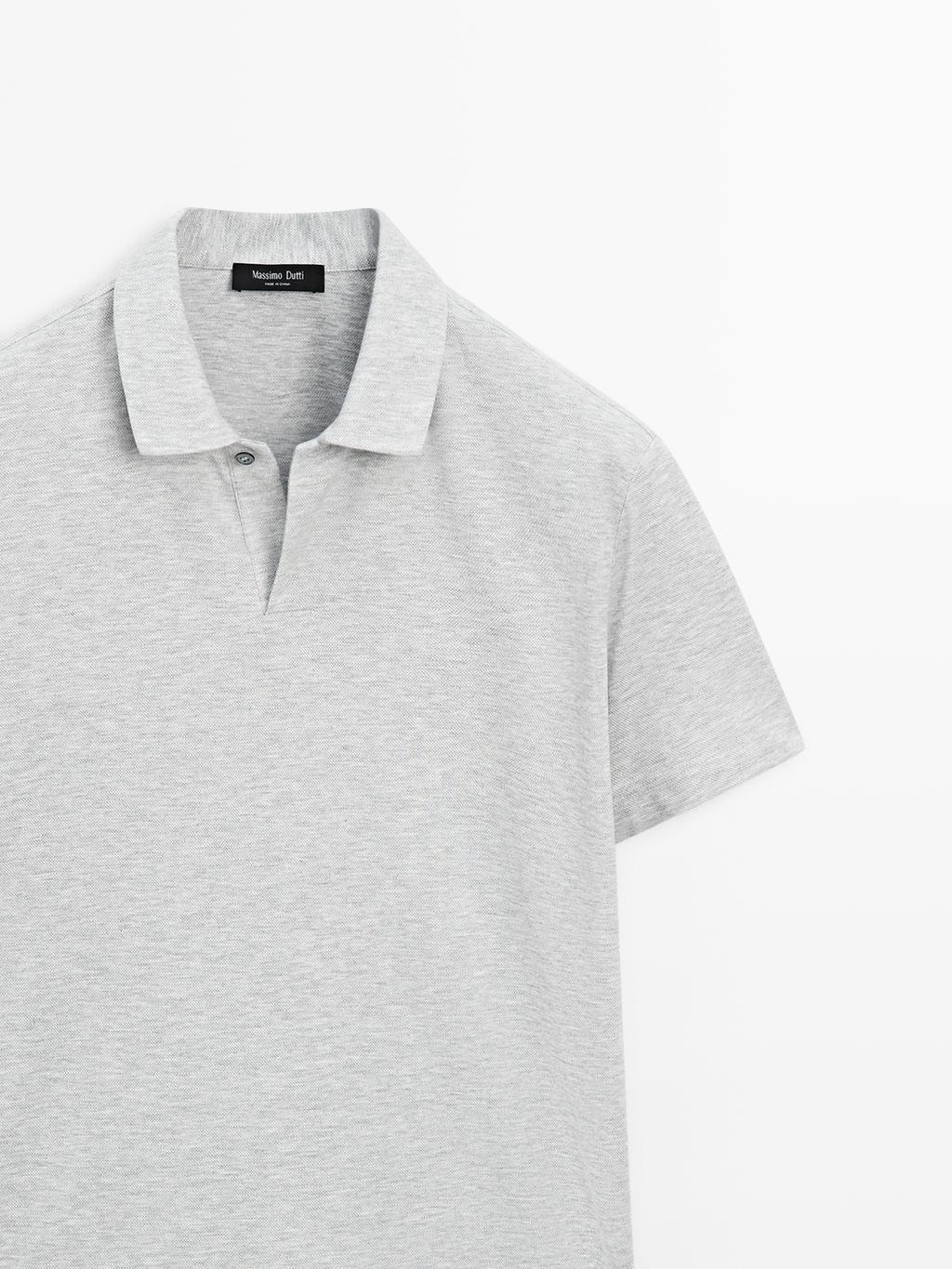 Short sleeve melange polo shirt