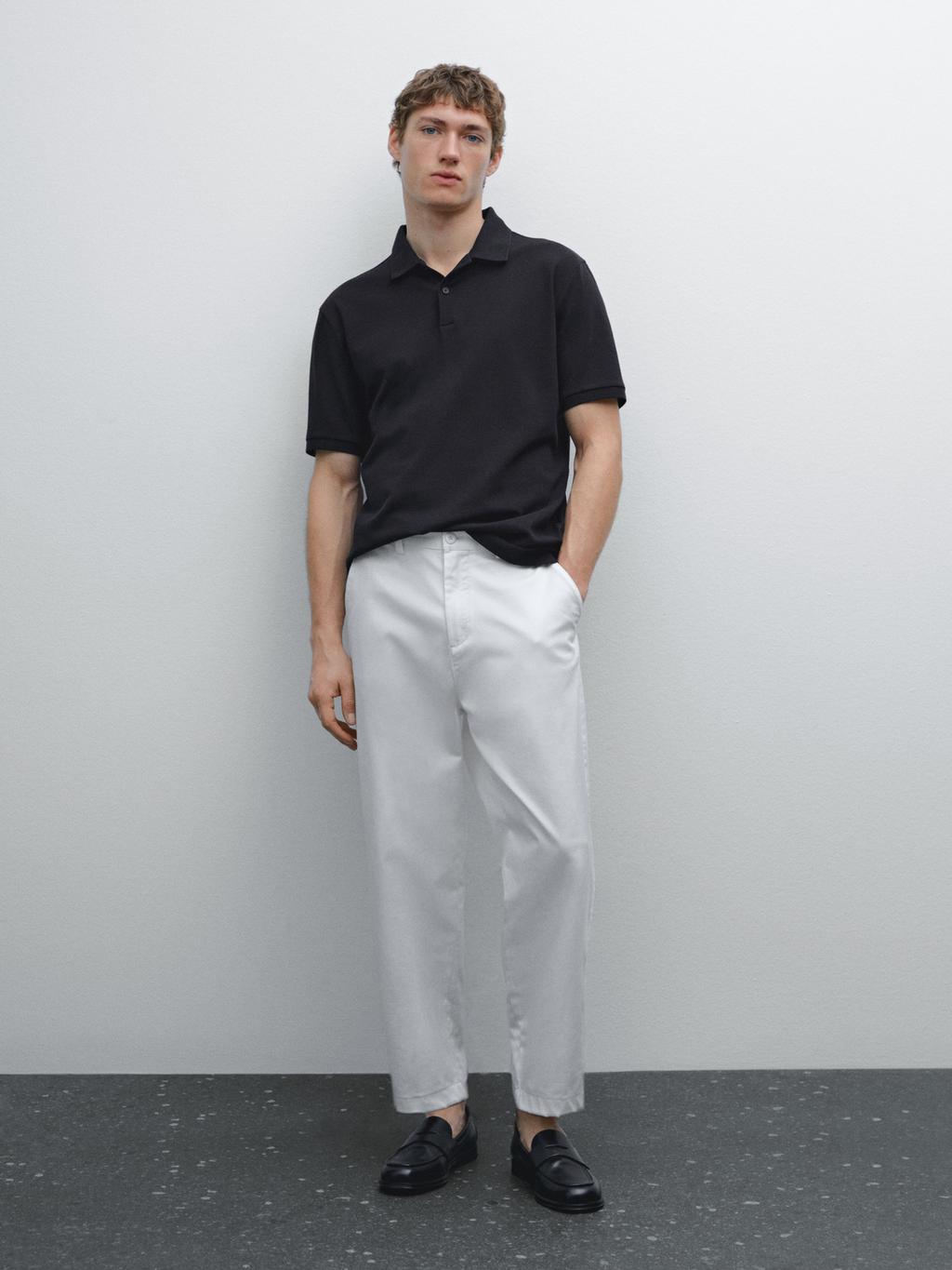 Micro textured pique cotton polo shirt