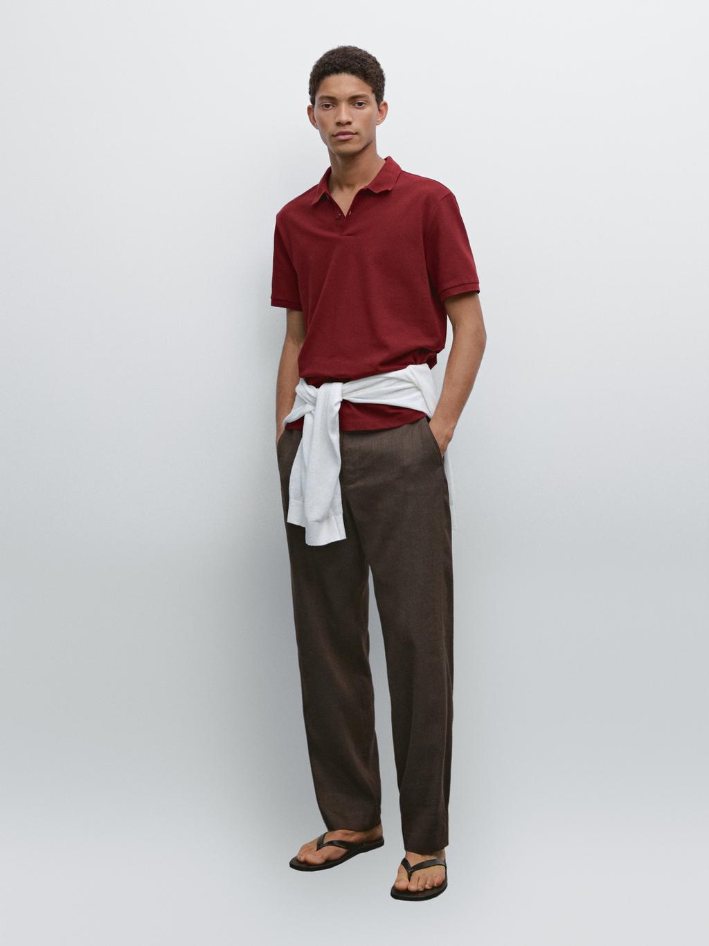 Micro textured pique cotton polo shirt