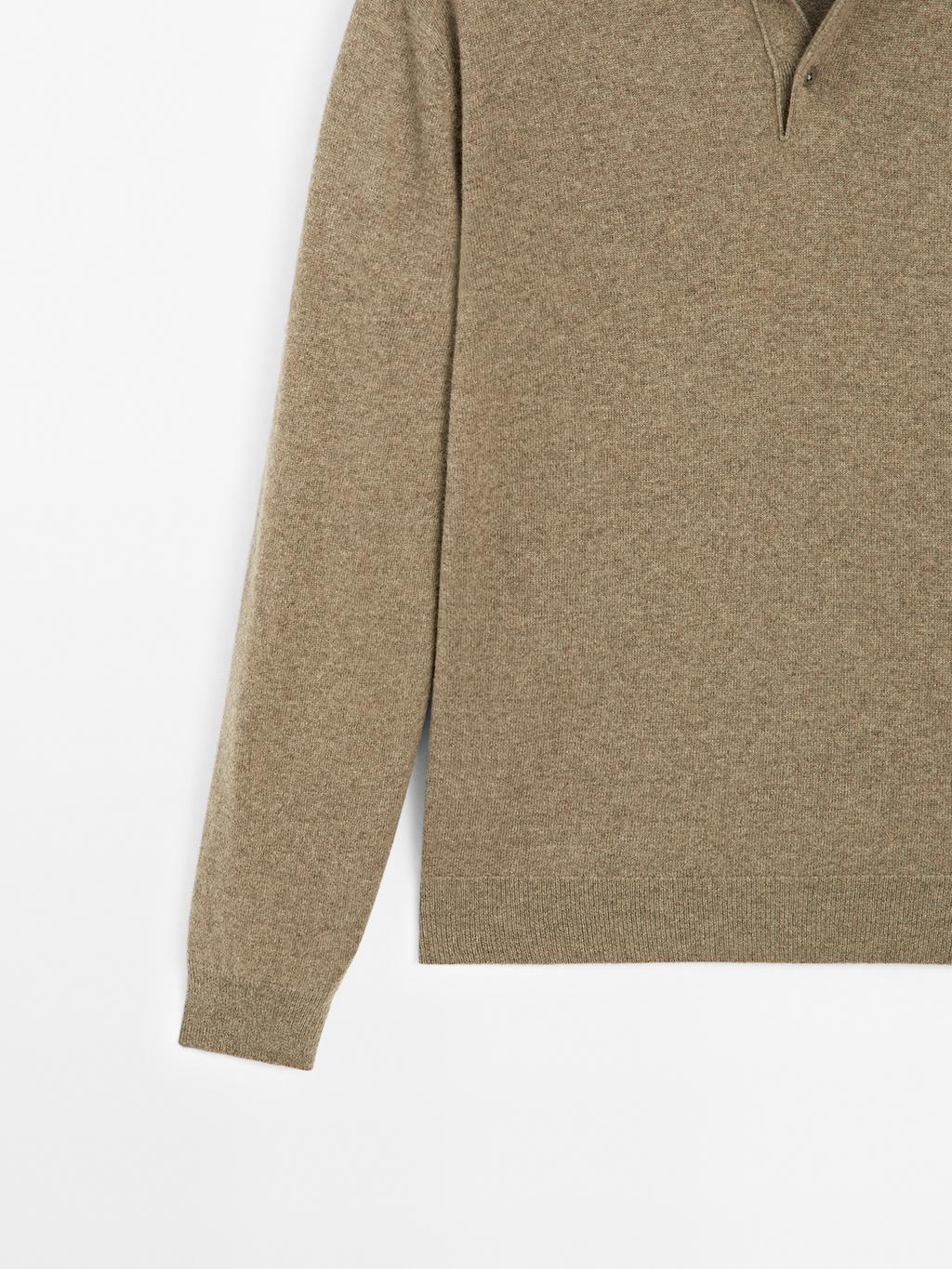 100% cashmere ribbed knit polo shirt