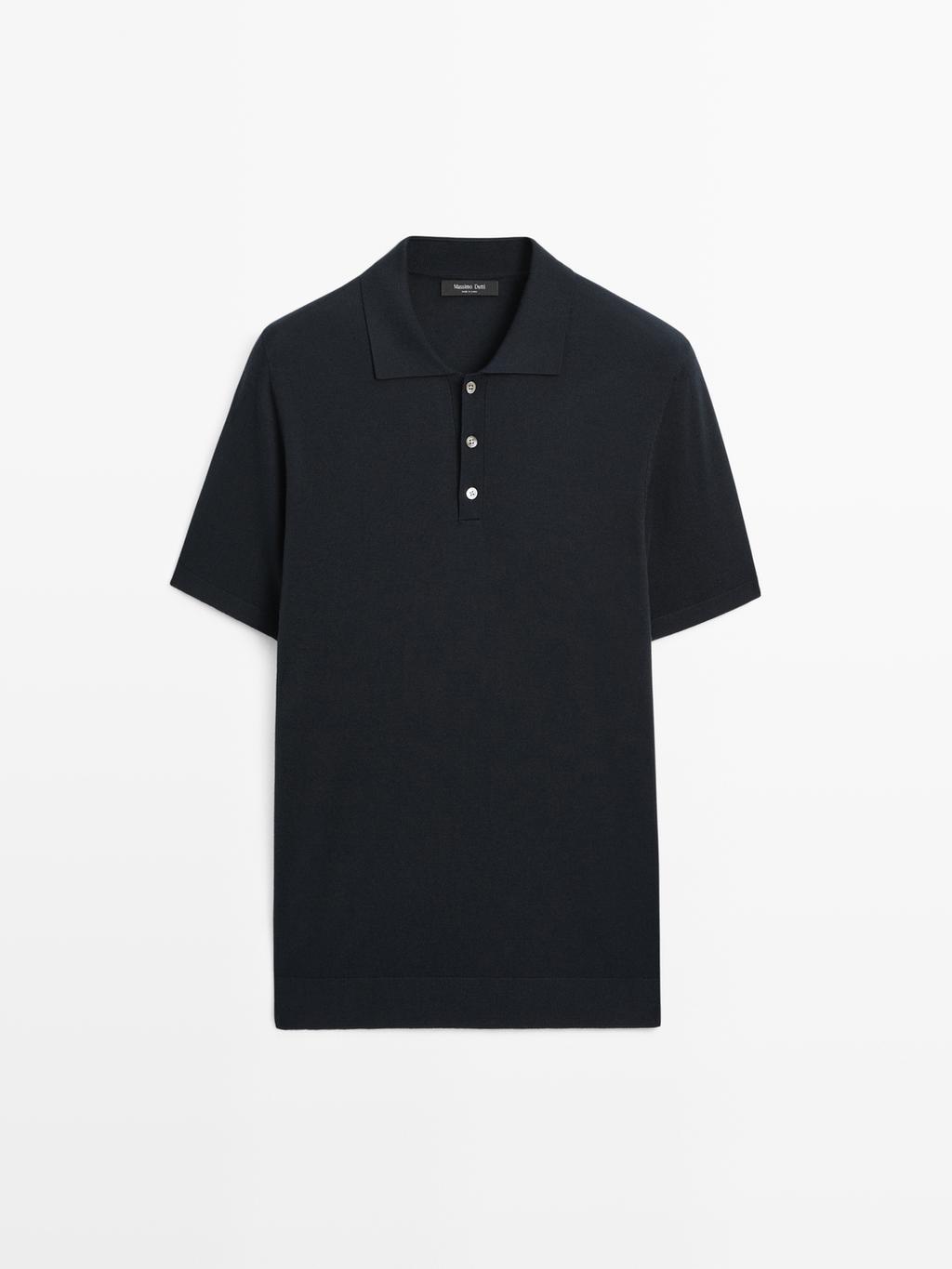 Cotton blend knit polo shirt
