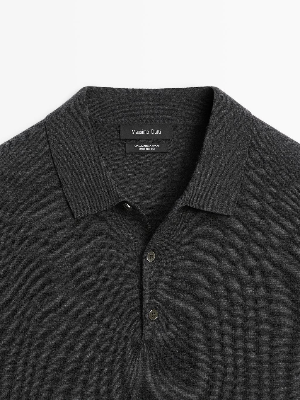 100% merino wool knit polo jumper