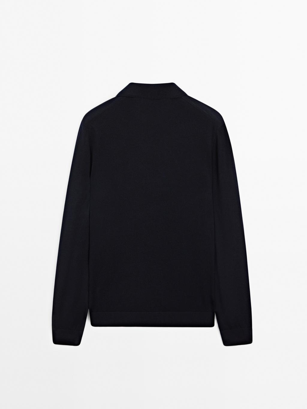 Merino wool knit polo sweater