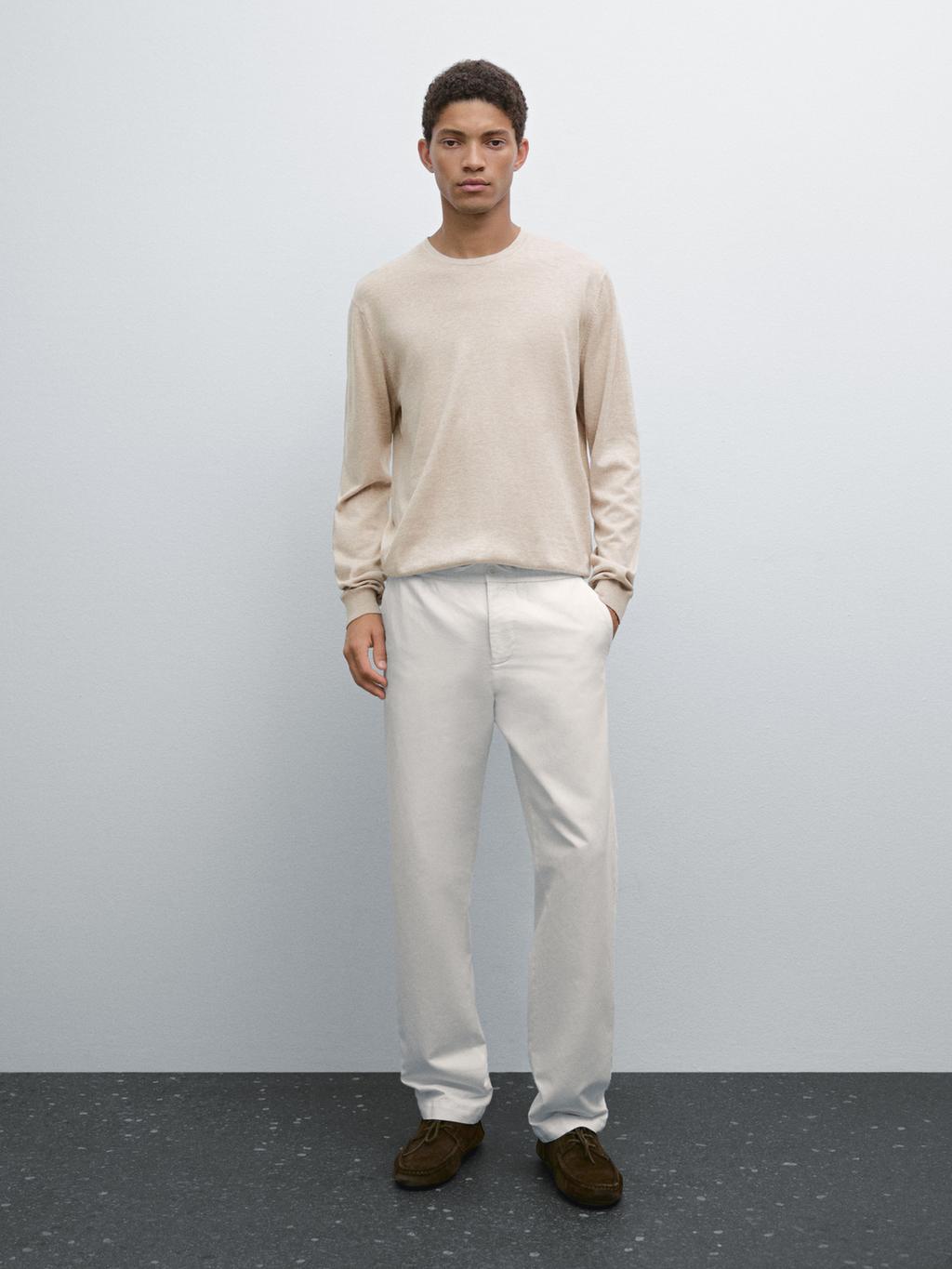 Long sleeve cotton knit sweater