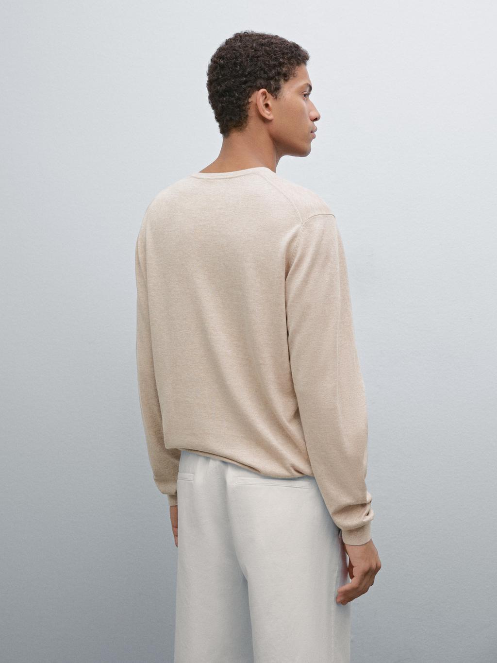 Long sleeve cotton knit sweater