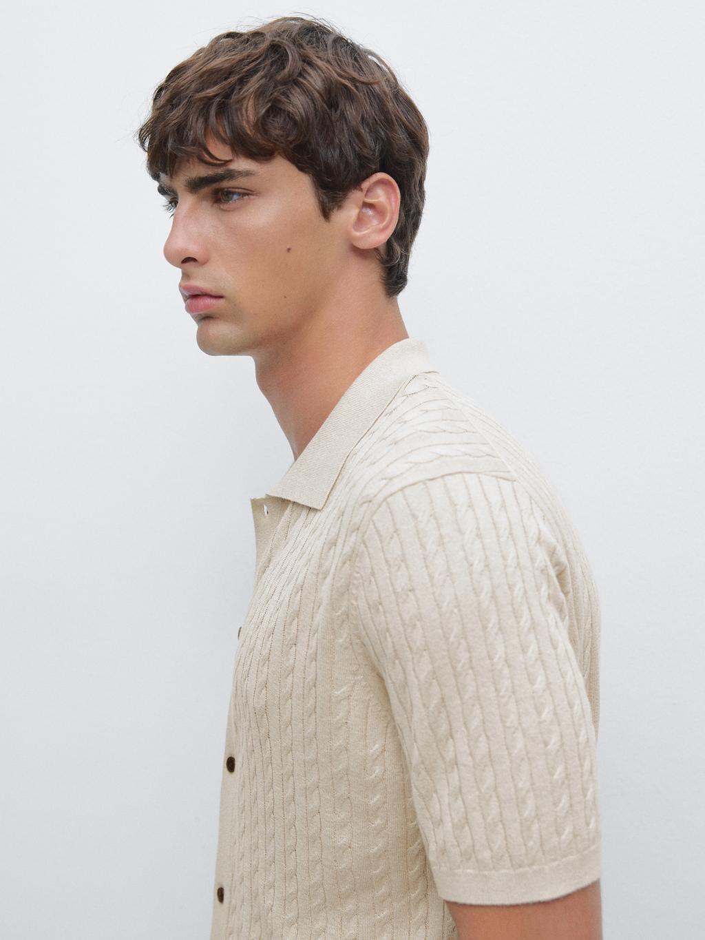 Cable-knit overshirt