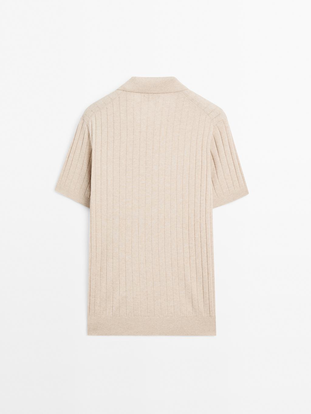 Ribbed knit polo shirt