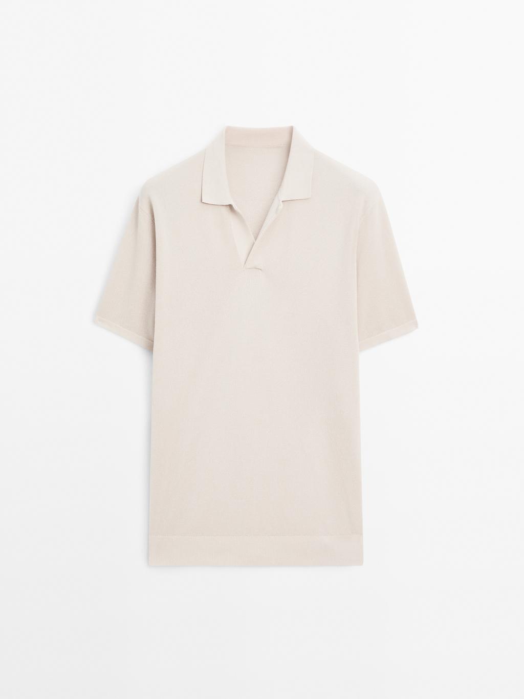 Knit V-neck polo shirt