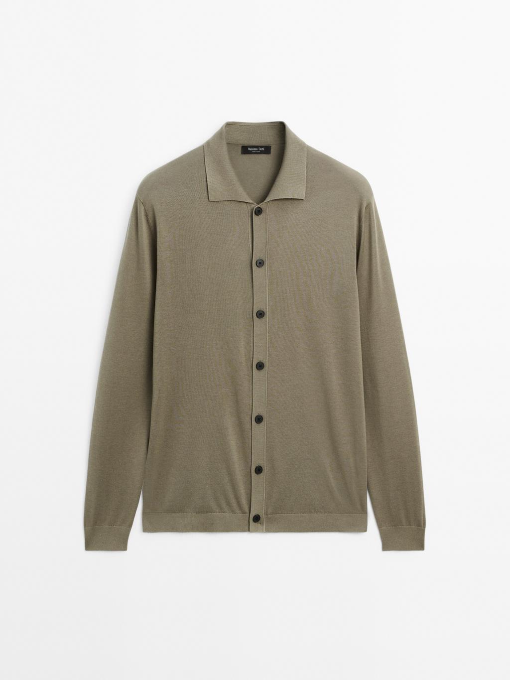 Cotton blend knit cardigan