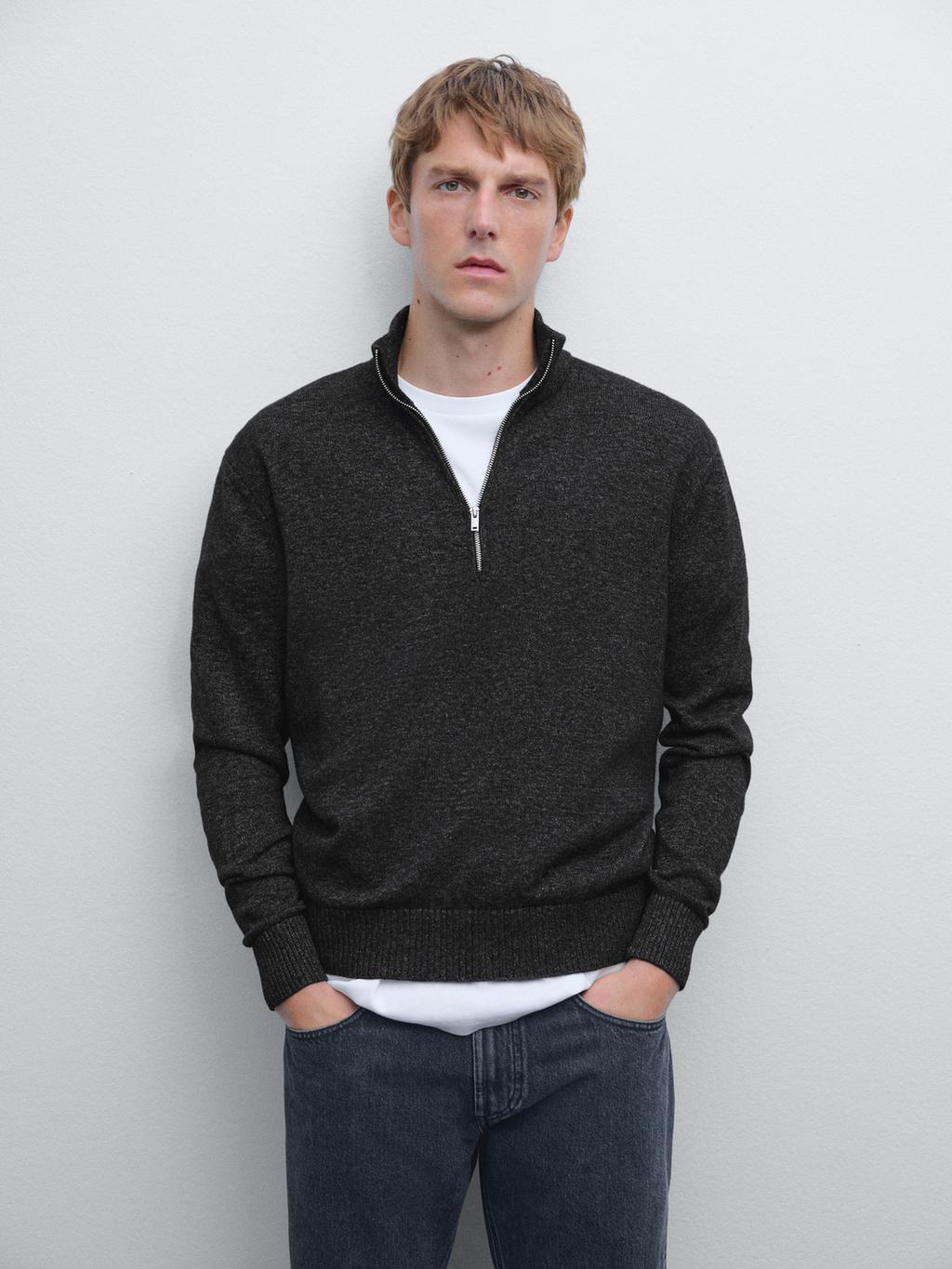 Mock neck knit sweater