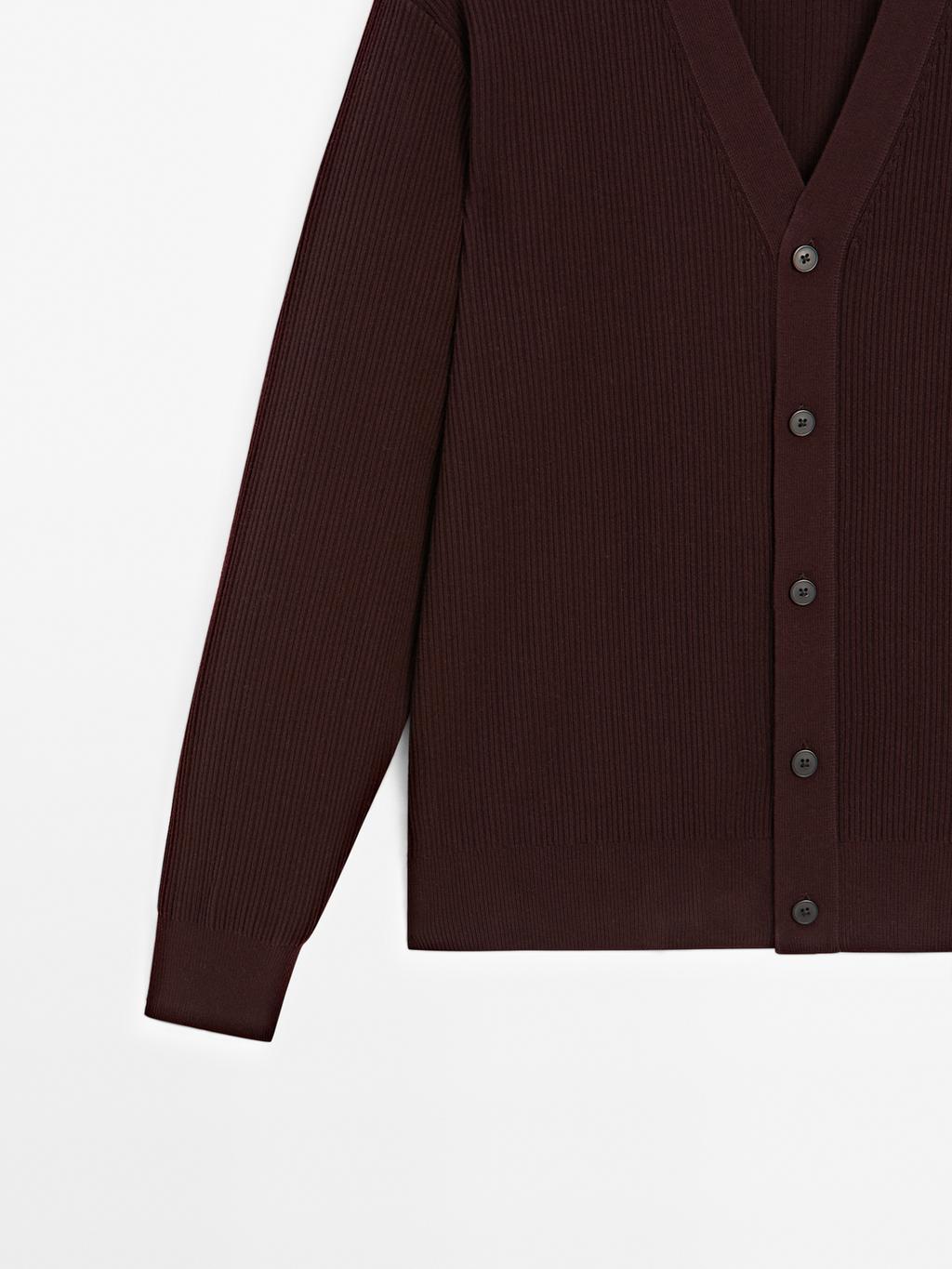 100% cotton textured knit cardigan