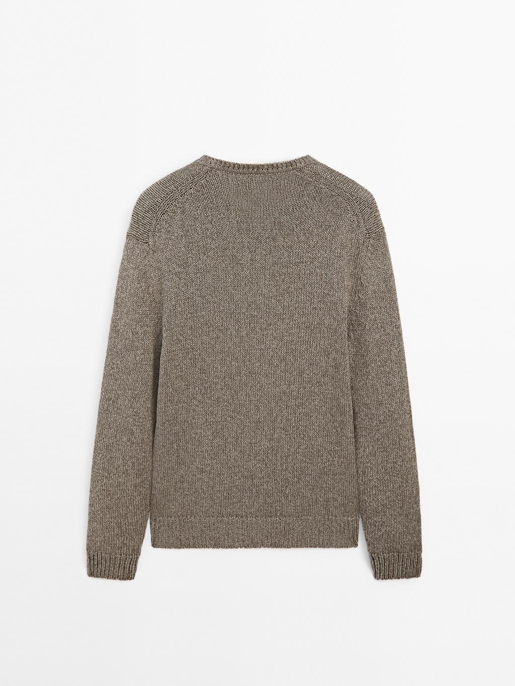Melange knit V-neck sweater