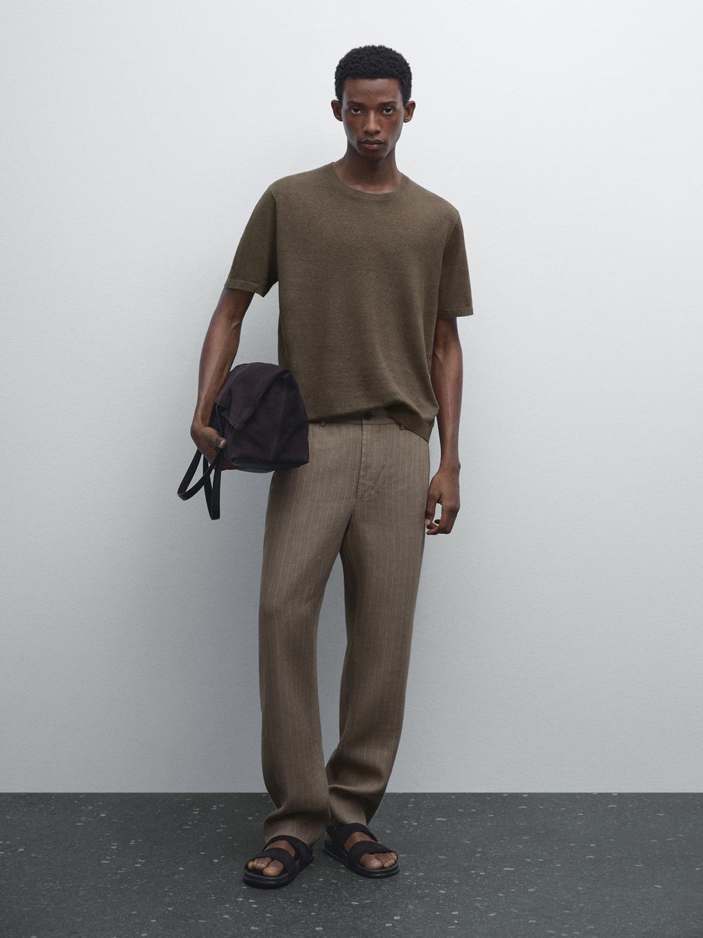 100% linen short sleeve knit T-shirt