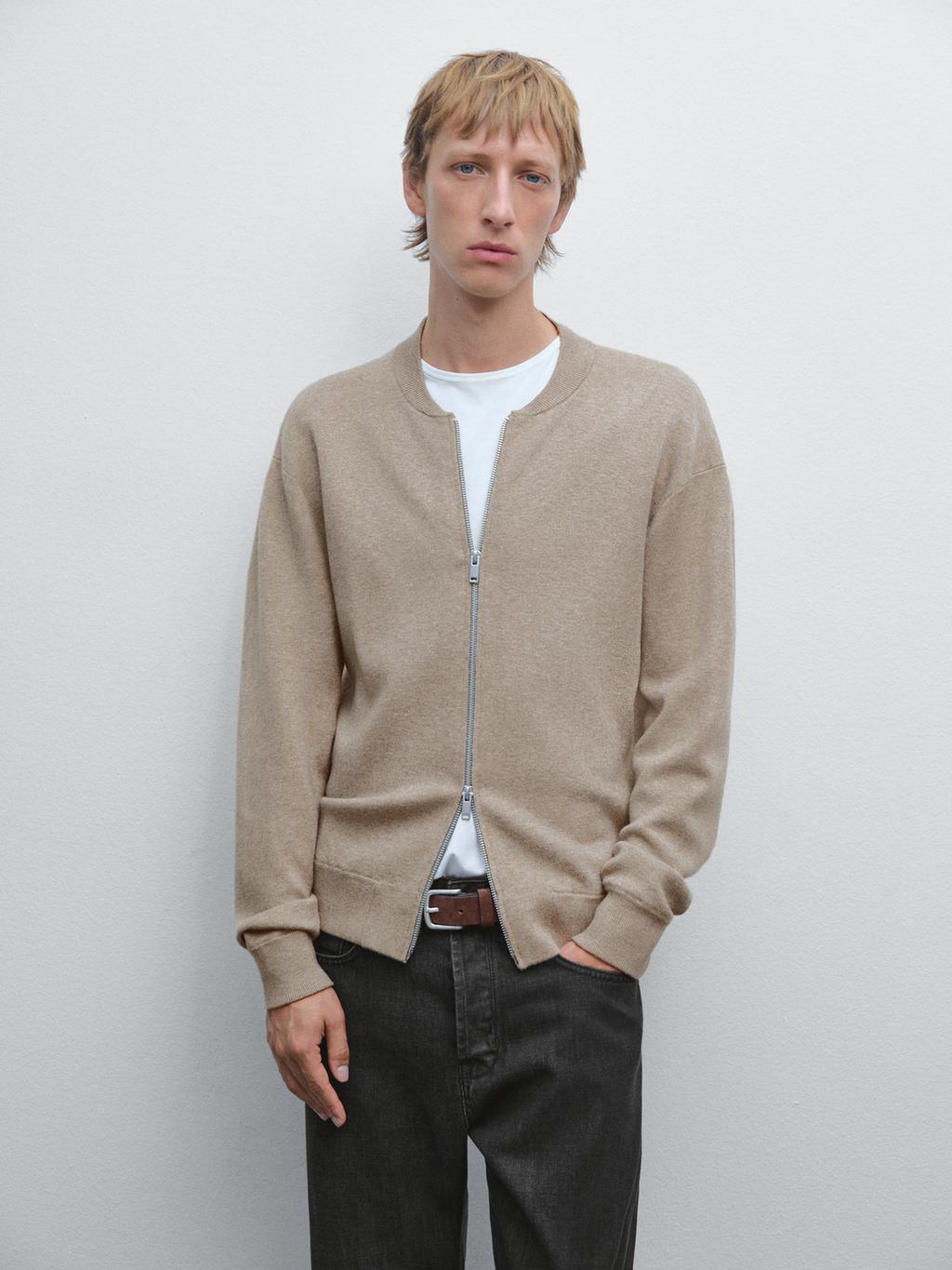 Bomber-style knit cardigan
