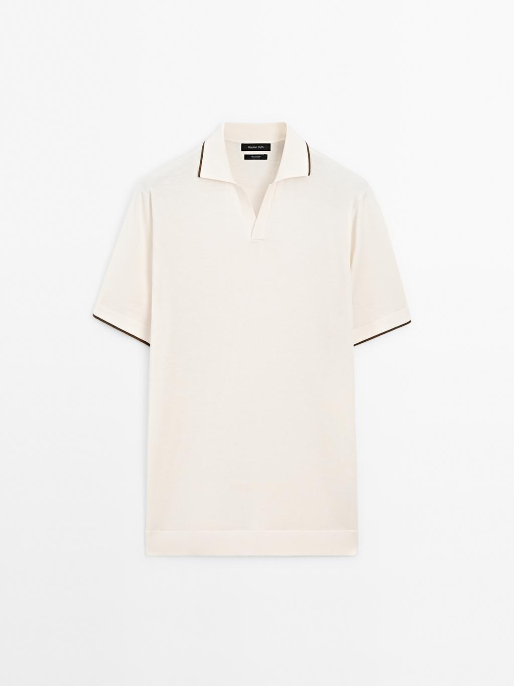 Knit polo shirt with contrast detail